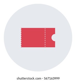 Ticket_Online icon - Flat design, glyph style icon - Red enclosed in a circle