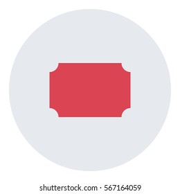 Ticket_Online icon - Flat design, glyph style icon - Red enclosed in a circle