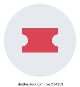 Ticket_Online icon - Flat design, glyph style icon - Red enclosed in a circle