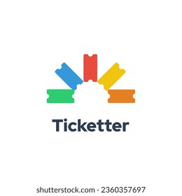 Ticketer - Showcases a ticket puzzle stacked logo template design with a vector illustration concept.