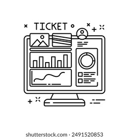 Ticketing System Outline Icon, Vector illustration