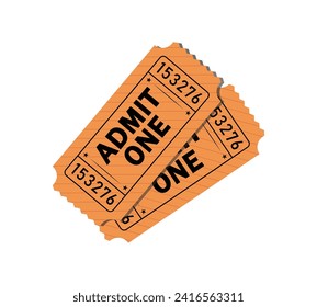 Tickets admit one in orange color - Vector Art