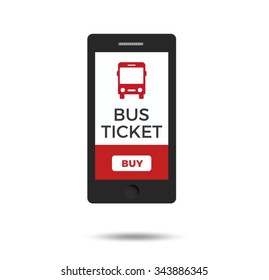 Tickets app on smartphone screen. Bus tickets service. online booking from smartphone. Modern concept for web banners, web sites, infographics, banners. Creative flat design vector illustration