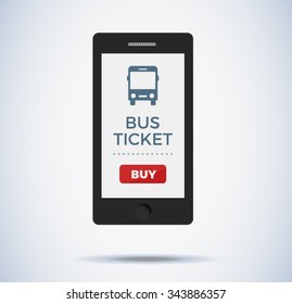 Tickets app on smartphone screen. Bus tickets service. online booking from smartphone. Modern concept for web banners, web sites, infographics, banners. Creative flat design vector illustration