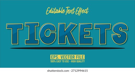 TICKETS - Vector de tipografía moderna en negrita Efecto de texto editable