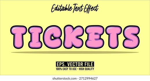 TICKETS - Vector de tipografía moderna en negrita Efecto de texto editable
