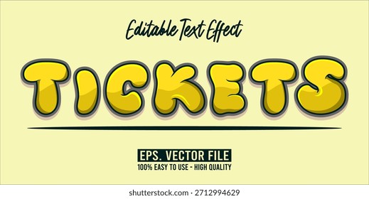 TICKETS - Efeito de Texto Editável Vetor de Tipografia Moderna Negrito