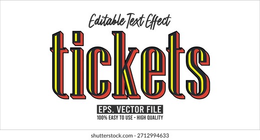 TICKETS - Bold Modern Typography Vector Editable Text Effect