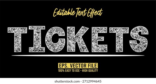 TICKETS - Vector de tipografía moderna en negrita Efecto de texto editable