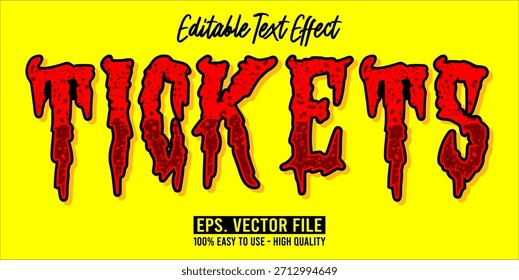 TICKETS - Bold Modern Typography Vector Editable Text Effect
