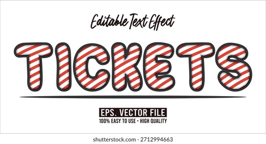 TICKETS - Bold Modern Typography Vector Editable Text Effect