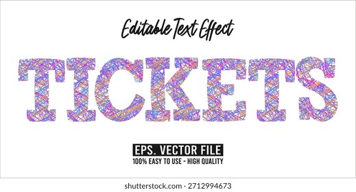 TICKETS - Bold Modern Typography Vector Editable Text Effect