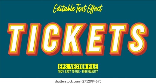 TICKETS - Efeito de Texto Editável Vetor de Tipografia Moderna Negrito