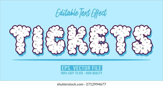 TICKETS - Bold Modern Typography Vector Editable Text Effect