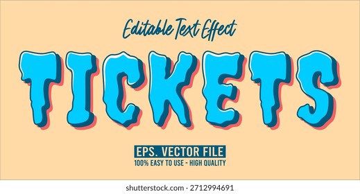 TICKETS - Vector de tipografía moderna en negrita Efecto de texto editable