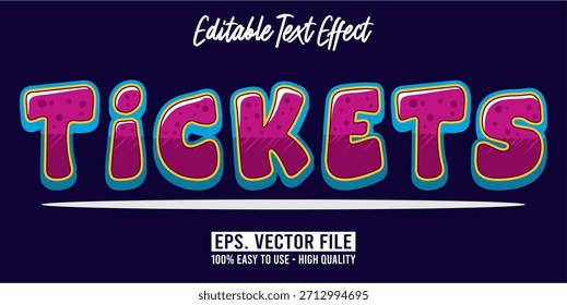 TICKETS - Bold Moderne Typografie Vektor Editierbarer Texteffekt