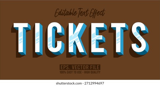 TICKETS - Vector de tipografía moderna en negrita Efecto de texto editable
