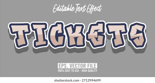 TICKETS - Vector de tipografía moderna en negrita Efecto de texto editable