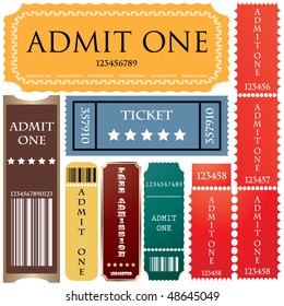 tickets in different styles