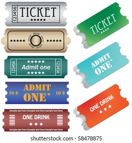 tickets in different styles