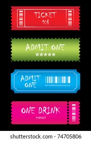 tickets in different styles