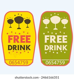 Entradas entradas bebidas bebidas bebidas bebidas gratis insignia Vector