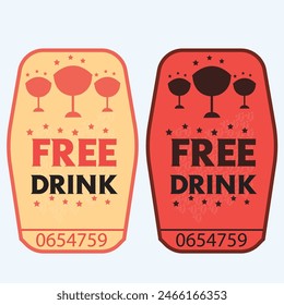 Entradas entradas bebidas bebidas bebidas bebidas gratis insignia Vector