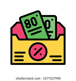 tickets in envelope and discount tag vector with editable stroke