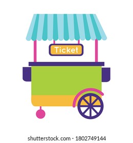 tickets fair kiosk flat style icon vector illustration design