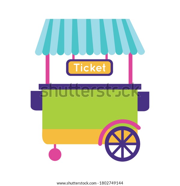 tickets fair kiosk flat style icon vector\
illustration design