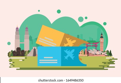 tickets flight documents isolated icon vector illustration design