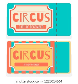 Tickets. Holiday, circus, theater, fair. Cartoon flat style. Colorful hand drawn vector stock illustration. 