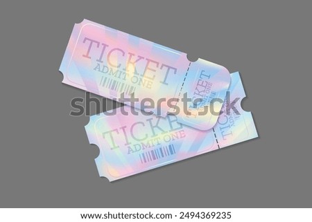 tickets with hologram colors in vector