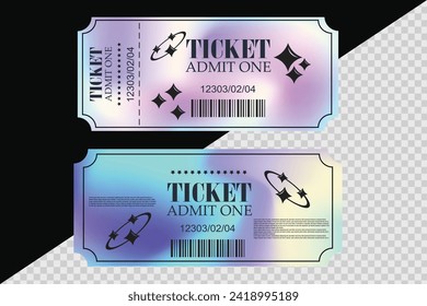 tickets with hologram gradient colors in vector