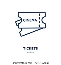 tickets icon from cinema collection. Thin linear tickets, movie, theater outline icon isolated on white background. Line vector tickets sign, symbol for web and mobile