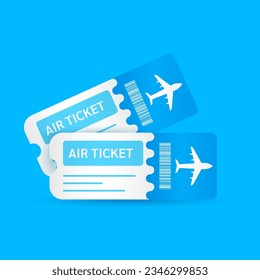 Tickets icon. International document. Air travel and tourism concept. Isolated on blue background. Vector EPS10 illustration.