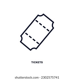 icono de entradas. Icono de entradas de línea delgada de cine y colección de teatro. Vector de contorno aislado en fondo blanco. El símbolo de boletos editables puede ser usado web y móvil