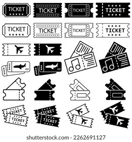 Tickets icon vector set. receipt illustration sign collection. invoice symbol.