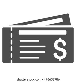 Tickets icon. Vector style is flat iconic symbol with rounded angles, gray color, white background.