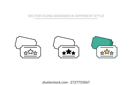 Iconos de los boletos fijados en diverso estilo con el fondo blanco