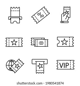 Tickets icons set. Tickets pack symbol vector elements for infographic web.