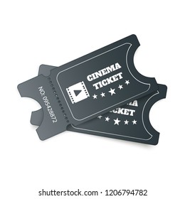 Tickets isolated on white background. Realistic front view. Color movie ticket. Vector illustration.