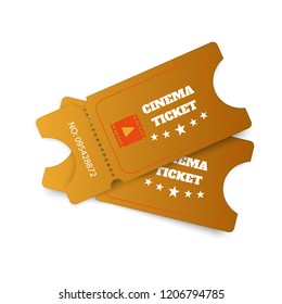 Tickets isolated on white background. Realistic front view. Color movie ticket. Vector illustration.
