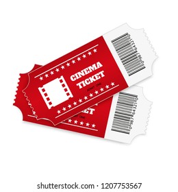 Tickets isolated on white background. Realistic front view. Color movie ticket. Vector illustration.