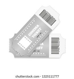 Tickets isolated on white background. Realistic front view. Color movie ticket. Vector illustration.