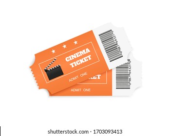 Tickets Isolated On White Background. Realistic Front View. White Movie Ticket. Vector Illustration.	
