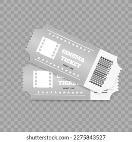 Tickets isolated on white background. Realistic front view. Color movie ticket. Vector illustration.	