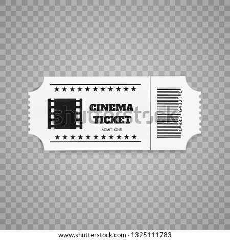Tickets isolated on white background. Realistic front view. Color movie ticket. Vector illustration.