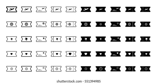 Tickets kit icons in vector