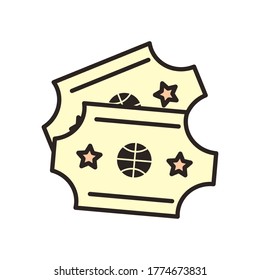 tickets line and fill style icon design, Basketball sport hobby competition and game theme Vector illustration